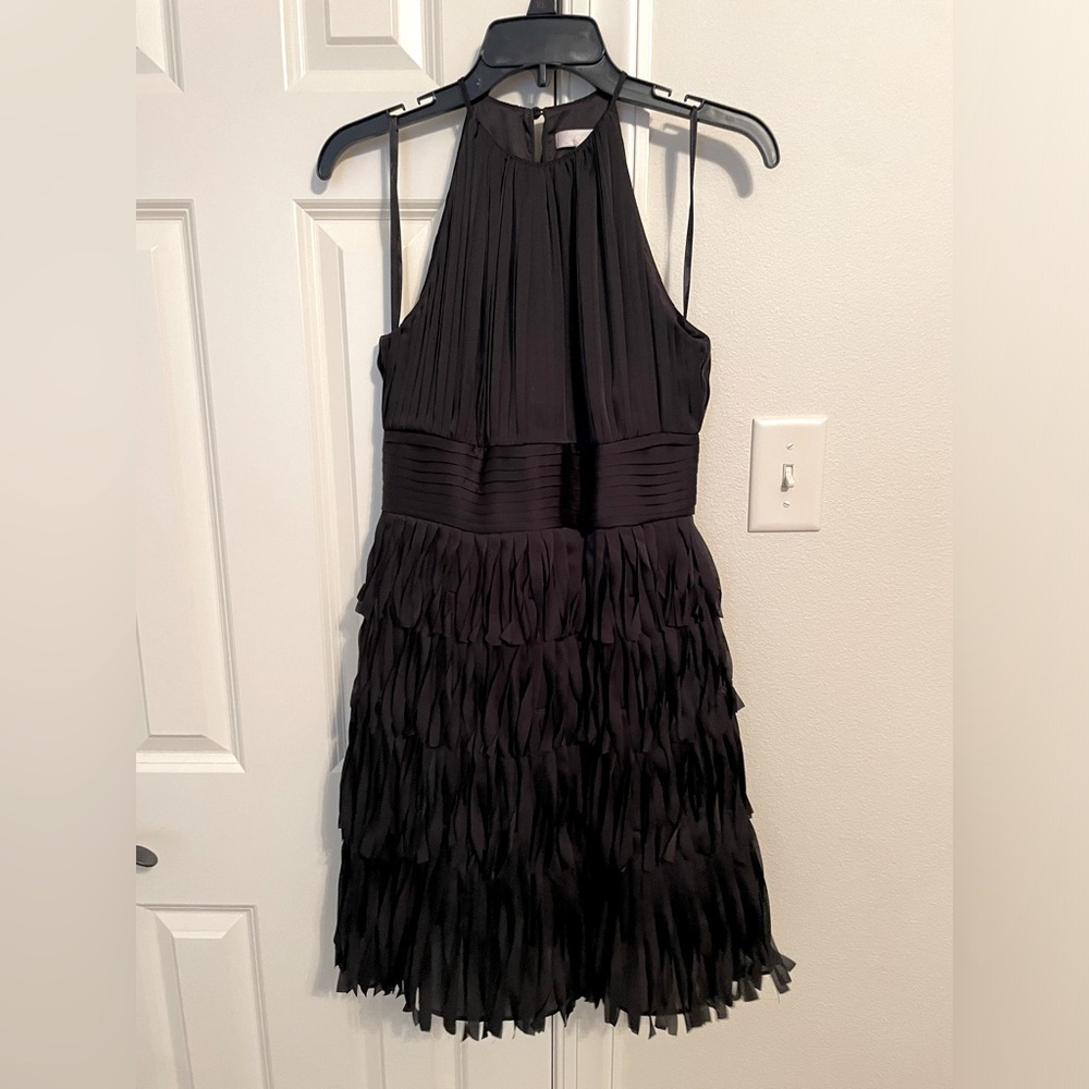 Ann Taylor black fringe cocktail dress